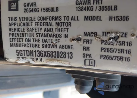 2006 Hummer H3 Suv from USA, damaged, VIN 5GTDN136X68302813